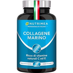 Laboratoires Nutrimea Collagene Marino Idrolizzato Puro | 900 mg | Con Vitamine A, C ed E | Pelle e Articolazioni | 90 Capsule | Nutrimea