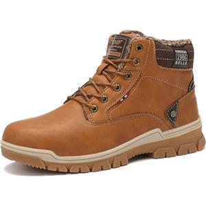 ARRIGO BELLO Stivali Uomo Invernali Scarpe Inverno Calda Foderato Montagna Antiscivolo Trekking Boots Scarponcini Neve Taglia 41-46EU (B-Giallo, 43)