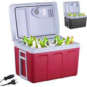 AREBOS Borsa frigo da 40 Litri | per Raffreddare e Mantenere al Caldo | Mini Frigo per Auto, Camion, Barca e Camper | con modalità Eco |12/230 V e Presa | Frigoriferi Portatile Elettrico | Rosso