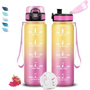 Grsta Borraccia 0,5 litri, Borraccia Motivazionale, Borracce Senza Perdite, Facile Da Trasportare, con Slogan Motivazionale, Borracce Graduata, Facile Da Pulire, per Fitness, Campeggio, Scuola, Ufficio