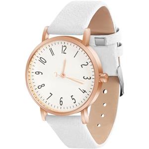 OFFCUP Orologio da Donna, Orologio Analogico al Quarzo Donna, Orologio da Polso Donna Con Cinturino in Pelle Classico Business Casual, Movimento a Tre Lancette -Bianco
