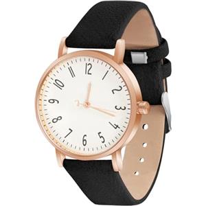 OFFCUP Orologio da Donna, Orologio Analogico al Quarzo Donna, Orologio da Polso Donna Con Cinturino in Pelle Classico Business Casual, Movimento a Tre Lancette -Nero