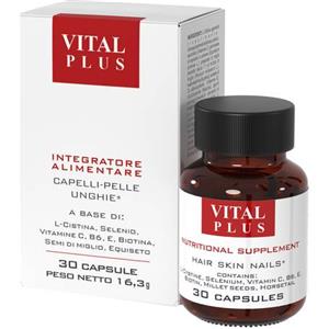 DERMO-LAB ITALIA Vital Plus Caps - Integratore per Capelli, Pelle e Unghie con L-cistina, Selenio e Vitamine - 30 Capsule