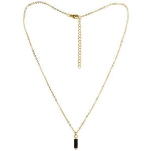 Mast Industria Italiana Collana Aura - Placcata in Oro, Maglia Sottile, Pendente Rettangolare Nero, Ipoallergenica