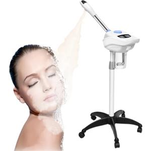 HuKaiL Vapore viso ozono, motore a vapore viso viso multifunzione con ugello girevole a 360° e ruote, dispositivo a vapore viso professionale con serbatoio d'acqua da 860 ml per salone e casa