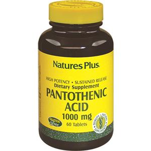 NATURE'S PLUS Acido Pantotenico 1000 mg - 60 Tavolette Ipoallergeniche e Vegetariane