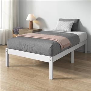 Zinus Letto Singolo in Bambù Ellie - 80x190 cm, Struttura Moderna e Leggera con Rete a Doghe in Legno, 35,5 cm di Spazio di Archiviazione Sotto il Letto, Design Ecologico - Colore Bianco