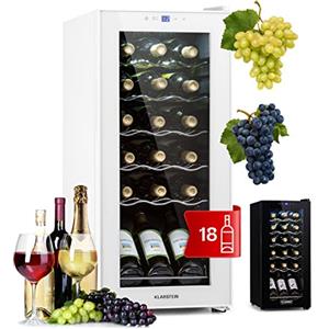 KLARSTEIN Cantinetta Vino Design, Cantinetta Vino Refrigerata a Zona Singola per Vino Rosso, Bianco e Birra, Controlli Touch, Frigo Vino Cantinetta per Esterno/Interno, 5-18°C, 50L, 18 Bottiglie