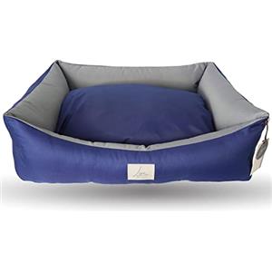 Ligo Oliver - Cuccia per cani Lettino per cani di grane taglia idrorepellente e antigraffio. Cuscino grande per Cane. Tessuto in nylon robusto per l'uso interno ed esterno (S:60x50 cm, BLU/GRIGIO)