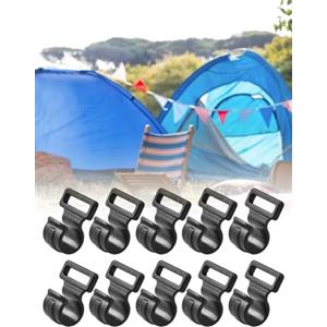 Swsdee 10 Ganci per Tenda da Campeggio, Morsetti a C per Pali Fino a Ø 22 mm e Cinghie Larghe 24 mm, Clip a Gancio per Tenda da Esterno, Tenda da Sole, Tenda da Sole, telone, Clip per palo, Gancio