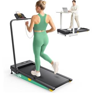 UREVO Tapis Roulant Pieghevole con Inclinazione 9%, Modalità HIIT One-Touch, 1-10 km/h Walking Pad avec Barre de Sécurité, Tapirulan Salvaspazio Per Camminata o Corsa in Casa/Ufficio