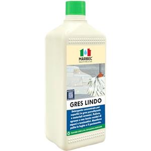 MARBEC GRES LINDO 1LT Detergente per pavimenti in gres porcellanato pulisce sgrassa senza residui. Mantiene pavimenti e fughe pulite. Ideale per Uso Quotidiano.