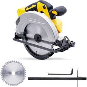 Cotchen Sega circolare a batteria compatibile con batteria Dewalt da 20 V, sega a immersione con 2 lame circolari: 180 mm, 40 T, profondità di taglio regolabile e angolo: 57 mm (90°)-41 mm (45°), senza