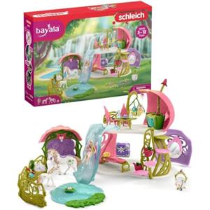Schleich BAYALA | Casa fiorita scintillante con unicorni e stalla 42445 | set con elfa, lago, scoiattolo delle nuvole e accessori | regalo per bambine e bambini | da 5 anni | 71 pezzi