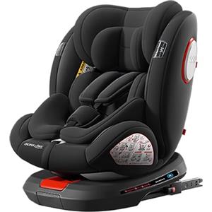 Reenborn Seggiolini Auto Girevoli a 360°: Seggiolini Reclinabili con Poggiatesta Regolabile e Cintura di Sicurezza a 5 Punti, Isofix, Gruppi 0/1/2/3, 0-36 Kg, Certificati ECE R129 (Black)