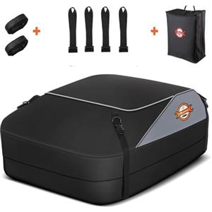 Sailnovo Borsa da tetto per box da tetto 15 cubico/430 l, impermeabile, 1000D, morbida borsa portabagagli con 4 ganci per porta, 6 cinghie rinforzate, per auto con/senza barre portatutto/portapacchi