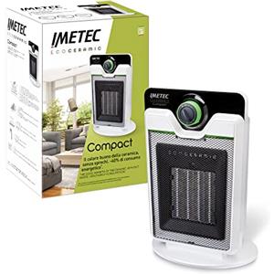 Imetec Eco Ceramic, Termoventilatore, Stufetta elettrica, Tecnologia Ceramica, Basso Consumo Energetico, Silenzioso, 3 Livelli di Temperatura, Termostato Ambiente