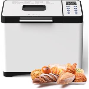 Karinear Macchina del Pane Automatica, Macchina per Fare Il Pane di 20 Programmi Cottura per 500g, 750g, 1kg, Timer da 15 Ore, Mantenimento, Display LCD, per Pizza, Pasta, Senza Glutine Cuocere, 650W