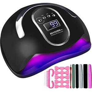 BEYAOBN Lampada UV LED Lampada Unghie 168W Professionale Fornetto per Manicure/Pedicure Permanente Smalto Semipermanente 4 Timer con 10s/30s/60s/99s Display LED Automatico Sensore