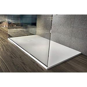 GT-LUX PIATTO DOCCIA EFFETTO PIETRA ARDESIA SMC RESINA 70x90 70x100 70x120 70x140 80x120 80x140 80x160 BEIGE TORTORA NERO ANTRACITE BIANCO GRIGIO (70x90cm, Bianco)