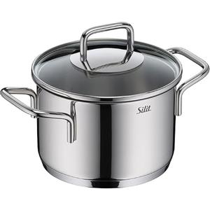 Silit Extra Cook, pentola da 16 cm con coperchio in vetro, scala interna, ampio bordo di versamento, di alta qualità, lavabile in lavastoviglie, in acciaio inox Crominox, piccola distribuzione