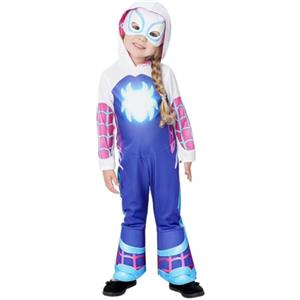 Rubie's Rubies Ghost Spider Glow in Dark Preschool Costume per ragazze, Jumpsuit, copristivali e maschera, Ufficiale Marvel per carnevale, Natale, compleanno, feste e Halloween.