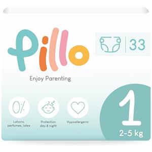PILLO PREMIUM Pillo Pannolini Taglia 1 - Confezione da 33 - New Born (2-5 kg), Neonato 0-3 Mesi - Pacco Singolo