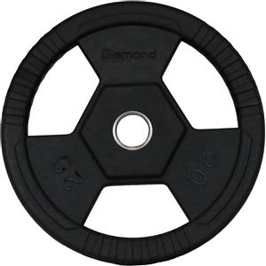 DIAMOND FITNESS Disco Olimpico Gommato Tri-Grip 20 kg - Ideale per Bodybuilding e Allenamento Funzionale, Foro 50 mm