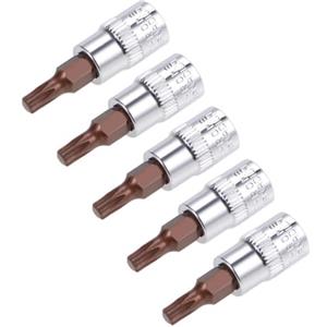 TOP-VIGOR 5 chiavi a bussola Torx da 1/4 x T20 CR-V, punte in acciaio S2 di alta qualità, punte Torx con lunghezza di 38 mm per chiave dinamometrica, chiave a cricchetto, trapani elettrici a