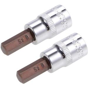 TOP-VIGOR 2 chiavi a bussola a brugola H8 da 8 mm, punte in acciaio S2 di alta qualità, punte esagonali con lunghezza di 48 mm per chiave dinamometrica, chiave a cricchetto, trapani elettrici a