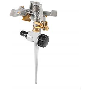 CELLFAST Irrigatore Ad Impulsi Da Giardino Spruzzatore Per Prati In Metallo Con Flusso D'Acqua Controllabile Per Prato Fiori Piante Regolazione A Gradini Basic