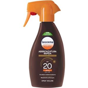 Leocrema - Crema Solare Abbronzante Spray SPF 20, Con Attivatore di Melanina, Assorbimento Rapido e Resistente all'Acqua, 250ml