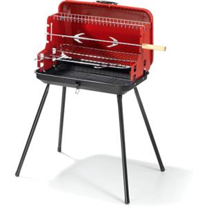 Ompagrill Barbecue a Valigetta 28x46 cm con Spiedo Manuale - Griglia Cromata Regolabile