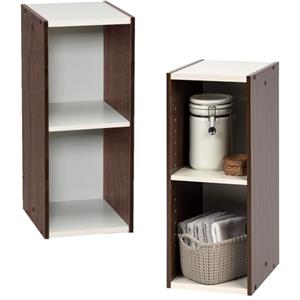 Iris Ohyama, Libreria/scaffale per armadietto a 2 livelli/mobili laterali/scaffale salvaspazio, Modulare, Altezza mensola regolabile 3,2 cm, Ufficio, Casa - Space Saving Shelf - UB-6025 - Marrone