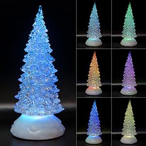 Tronje 27cm Albero di Natale Piccolo con Luce LED - Alberi di Natale Cristallo Artificiali da Tavolo - Timer USB Illuminato Decorazione Natalizie