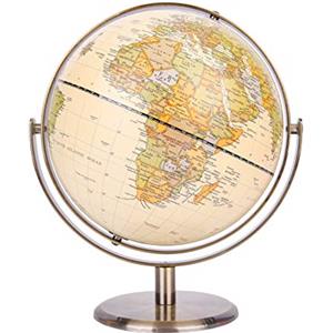 Exerz 20cm Mappamondo Antico - Mappa inglese - Supporto in metallo Colore bronzato- Rotazione 360 ° per tutte le direzioni- Decorazione/educativa/geografica/moderna - per scuola, casa e ufficio