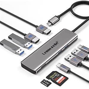 Lemorele Alluminio Docking Station USB C 2 HDMI 4K Hub USB C Dual Monitor con doppio HDMI, 4 USB 3.0/2.0, USB-C 3.0, PD 100W, SD TF 10 in 1 Laptop PC Multiporta Adattatore MacBook Docstation usbc Hub Dongle