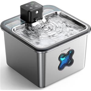 FEELNEEDY Fontanella per Gatti senza Fili, 3.2L Fontana per Gatti Acciaio Inox con Sensore di Movimento, Lavabile in Lavastoviglie, Visualizzazione del Filtro, 4000 mAh Batteria