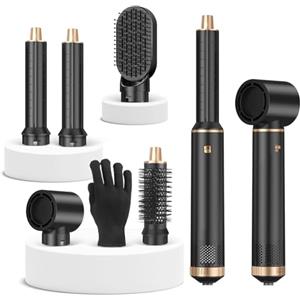 Sendowtek Spazzola Ad Aria Calda 5 in 1, Spazzola Asciugacapelli Arricciacapelli Auto Riccioli Ferro Spazzola Lisciante 3 Temp, Hair Styler Professionale Donna Capelli Ricci Raddrizzamento Asciugare