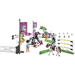 PLAYMOBIL Country 70996 Torneo di Equitazione - Set da Gioco con 2 Cavalli, 2 Fantini e Reporter per Bambini dai 4 Anni