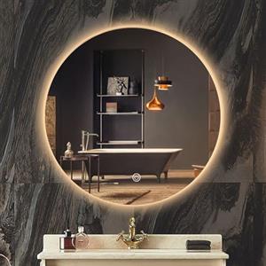 DXHYYM Specchio Da Bagno Retroilluminato A Parete, Specchio Da Toeletta Con Illuminazione A LED Rotondo, Cosmetico, Interruttore Touch, Senza Cornice(Warm light,40cm)