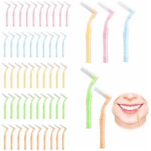 TMZELOA Scovolini Interdentali 50 Pezzi - Spazzolini Interdentali 5 Misure da 0,6 a 1,5 mm con Cappuccio, Spazzolino per Spazi Interdentali per Pulizia Denti, Apparecchi, Sopracciglia