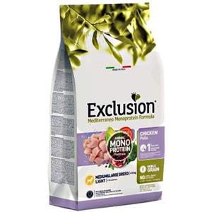 EXCLUSION MEDITERRANEO MONOPROTEIN CANE ADULT MEDIUM LARGE LIGHT POLLO 3 KG