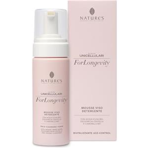 NATURE'S - Forlongevity Mousse Viso Detergente Soffice e Delicata con Acqua d'Uva Bio, Esosomi di Centella Asiatica e Camomilla Bio per Idratazione e Nutrimento 150ml