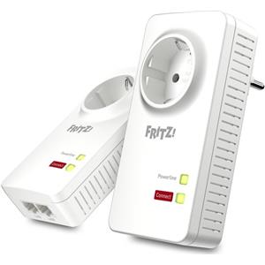 AVM Fritz! Powerline 1220E Set di 2 Adattatori con Presa Passante Fino a 1200 Mbps 2 Porte LAN Gigabit Plug and Play Eco Mode