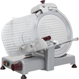 RGV Luxury Italia 300?ES - Affettatrice a gravita', lama 30?cm, potenza 180?W, spessore regolabile 1,4-1,6?cm, lama in acciaio cromato duro, sicurezza Easy Clean, Grigio-Alluminio