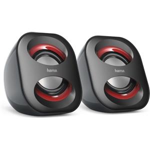 Hama Casse Sonic Mobil 183 per Notebook, RMS 2x1.6W, Connessione USB, Nero/Rosso