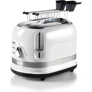 Ariete 149 Tostapane Moderna bianco con pinze per 2 fette di pane, sandwich o toast - 6 livelli di doratura - Scongelamento - Linea Moderna Ariete - Bianco