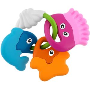 Chicco Baby Senses Sea Creatures - Massaggiagengive e Sonaglio Multicolour in Gomma e Plastica Morbida, Facile da Impugnare