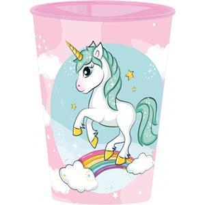 Unicorno - Bicchiere 260ml in plastica semirigida, ideale per scuola e casa